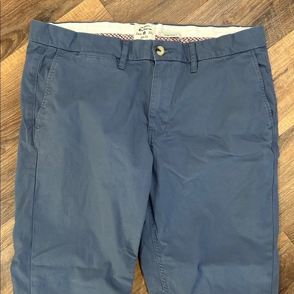 Ben Sherman The Original Slim Fit Pant 98% Cotton Color Blue Size 34 X 32 - Picture 2 of 12